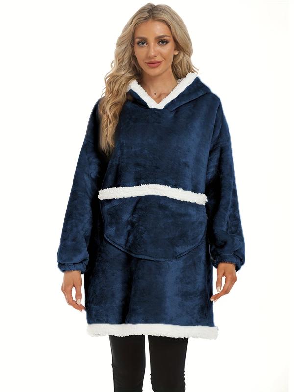 Plush Hooded Lounge Robe Warm & Comfy Long Sleeve Lounge Robe