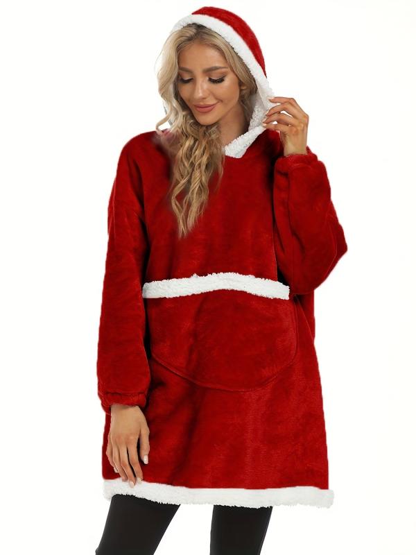 Plush Hooded Lounge Robe Warm & Comfy Long Sleeve Lounge Robe