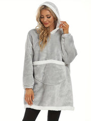 Plush Hooded Lounge Robe Warm & Comfy Long Sleeve Lounge Robe