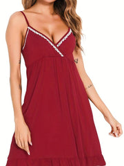 Sexy Backless Ruffle Lounge Dress Women's Loungewear