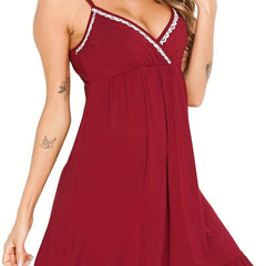 Sexy Backless Ruffle Lounge Dress Women's Loungewear
