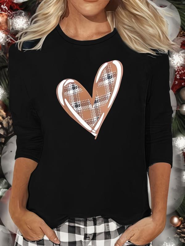 Heart Print Long Sleeve Lounge Top