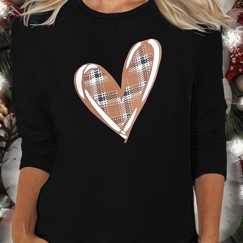 Heart Print Long Sleeve Lounge Top
