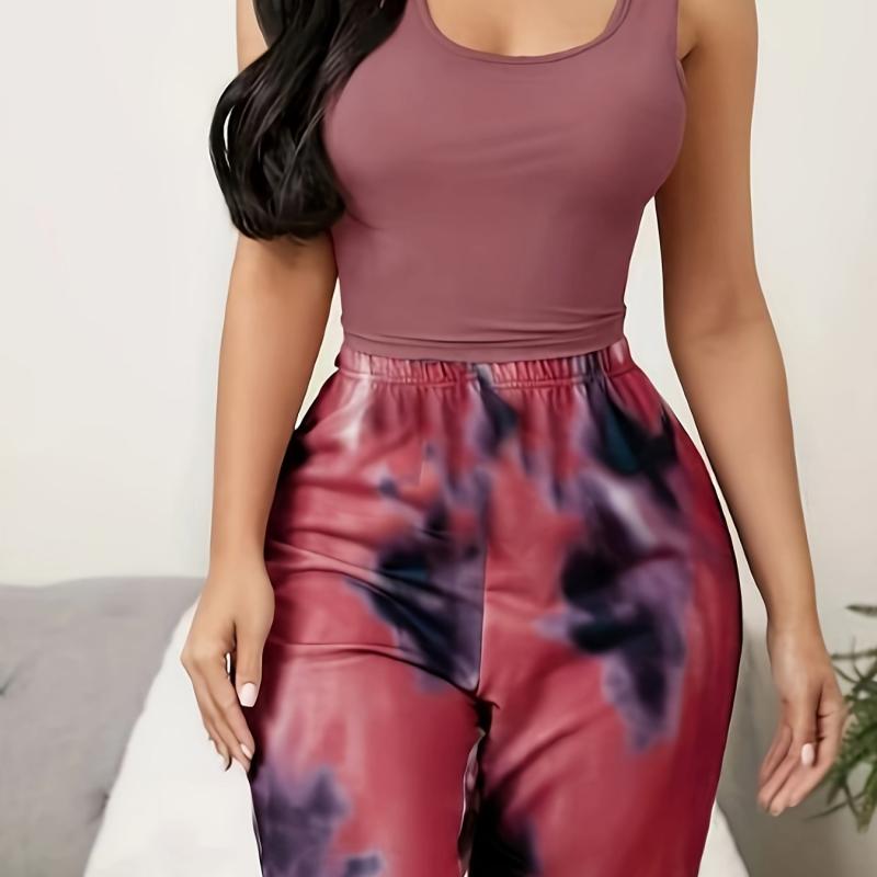 Tie Dye Lounge Set Tank Top & Pants Women's Loungewear