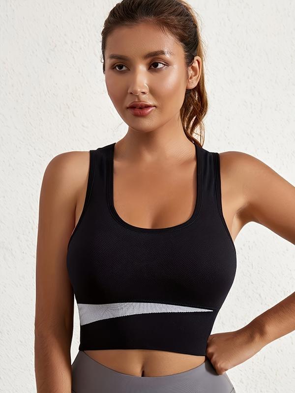 Colorblock Sports Bra High Impact Shockproof Racerback