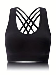 Criss Cross Back Sports Bra Push Up Shockproof Bra