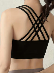 Criss Cross Back Sports Bra Push Up Shockproof Bra
