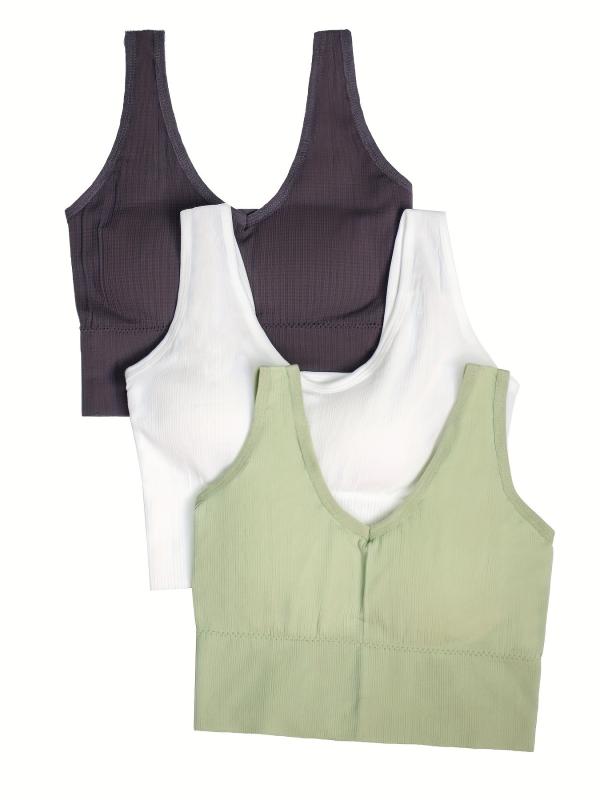 3pcs Solid Tank Tops Cozy V Neck All match Top Women's Lingerie & Underwear