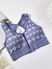 Argyle Zipper Sports Bra Comfy & Breathable Running Workout Tank Bra