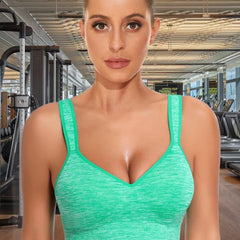 Ribbed Knit Sports Tank Top Bra for Women