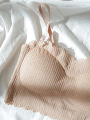 Comfortable Scallop Trim No Show Bra Crop Tank Top