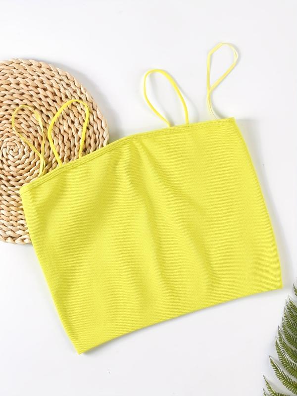 Ribbed Cami Crop Top Double Straps Women's Lingerie