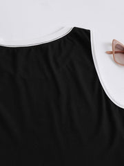 Colorblock Trim Tank Top Sleeveless Crew Neck Casual Comfy Top