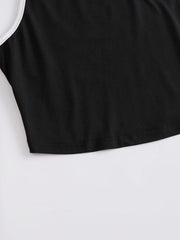 Colorblock Trim Tank Top Sleeveless Crew Neck Casual Comfy Top