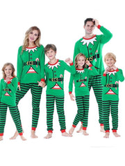 Christmas Print Lounge Set Crew Neck Top & Striped Pants