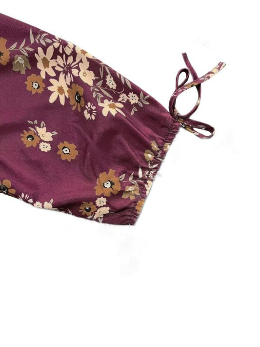 Women's Plus Floral Print Bubble Sleeve Blouse