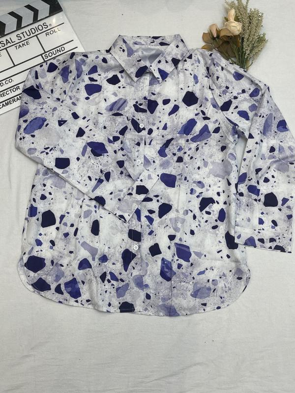 Graphic Print Long Sleeve Button Up Shirt