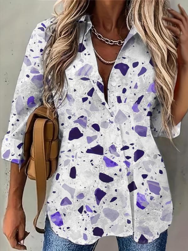 Graphic Print Long Sleeve Button Up Shirt