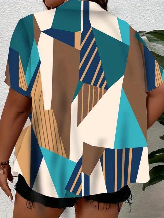 Boho Floral Print Plus Size Blouse
