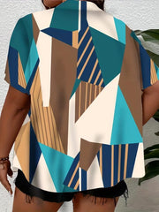 Boho Floral Print Plus Size Blouse