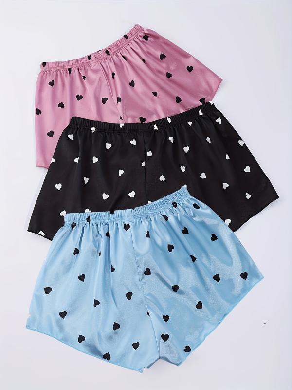 3 Pack Plus Size Pajama Bottoms Set Women's Plus Silk Lounge Shorts