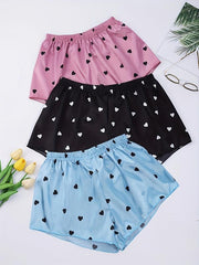 3 Pack Plus Size Pajama Bottoms Set Women's Plus Silk Lounge Shorts
