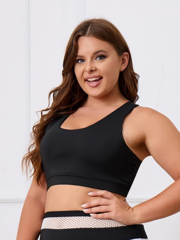 Women's Plus Size Colorblock Letter Print Sports Bra