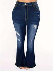 Women's Plus Washed Ripped Embroidered Jeans
