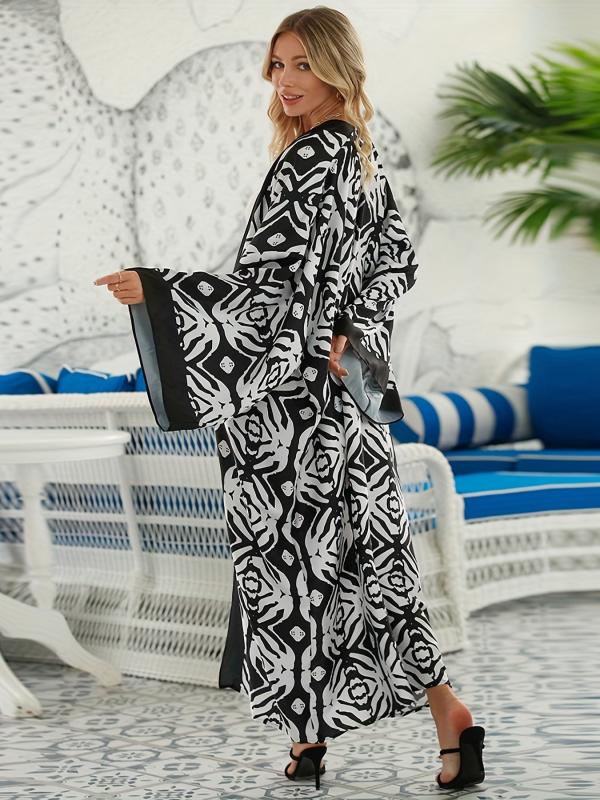 Boho Kimono Plus Size Long Sleeve Loose Cover Up