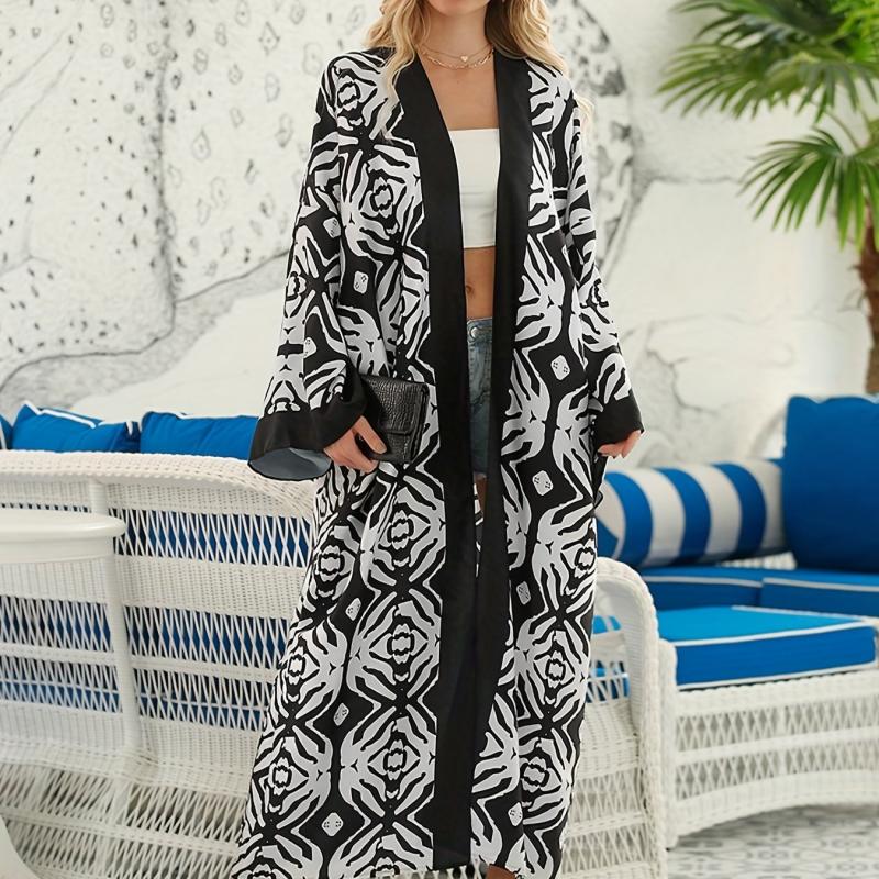 Boho Kimono Plus Size Long Sleeve Loose Cover Up