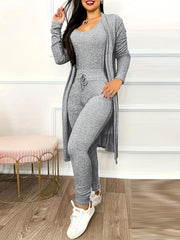 Women's Plus Size Solid 3 Piece Set: Cardigan, Tank Top & Pants