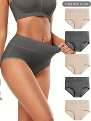 5 Pack Plus Size High Waist Panties Set Women's Soft Underwear