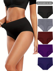 5 Pack Plus Size High Waist Panties Set Women's Soft Underwear