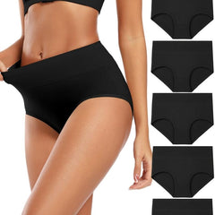 5 Pack Plus Size High Waist Panties Set Women's Soft Underwear