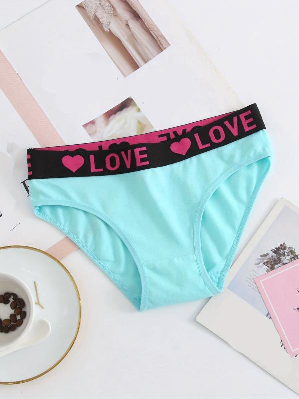 6 Pack Plus Size Casual Panties Set High Rise Plain Color Women's Panties