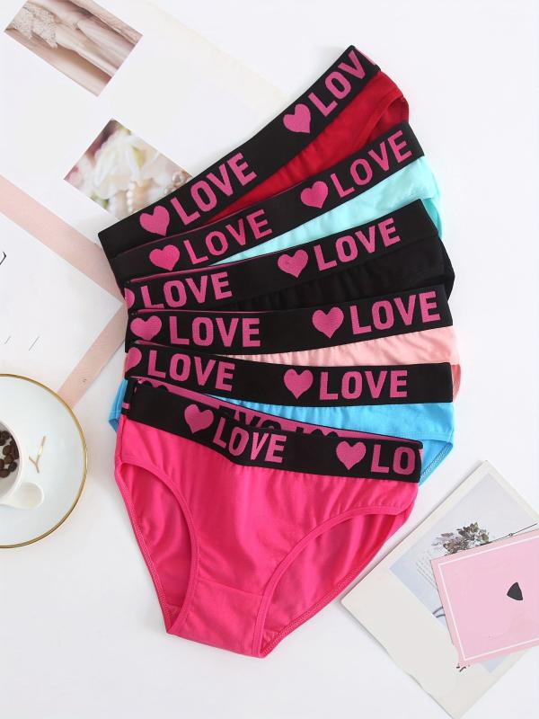 6 Pack Plus Size Casual Panties Set High Rise Plain Color Women's Panties