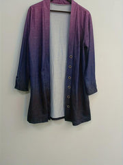 Women's Plus Ombre Print Long Sleeve Button Up Open Front Cardigan