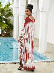 Tie Dye Stripe Boho Kaftan Maxi Dress