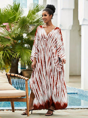 Tie Dye Stripe Boho Kaftan Maxi Dress