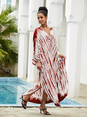 Tie Dye Stripe Boho Kaftan Maxi Dress