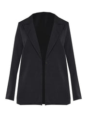 Women's Plus Basic Blazer Long Sleeve Lapel Collar Button Decor