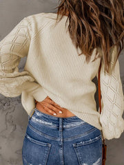 Women's Plus Solid Button Up Lantern Sleeve Cardigan