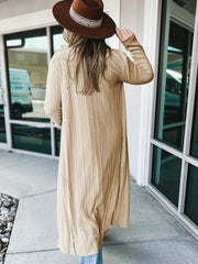 Women's Plus Size Ribbed Long Cardigan