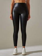 Sexy Plus Size High Waisted Leather Leggings