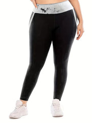 Sporty Plus Size Leggings High Waisted Medium Stretch