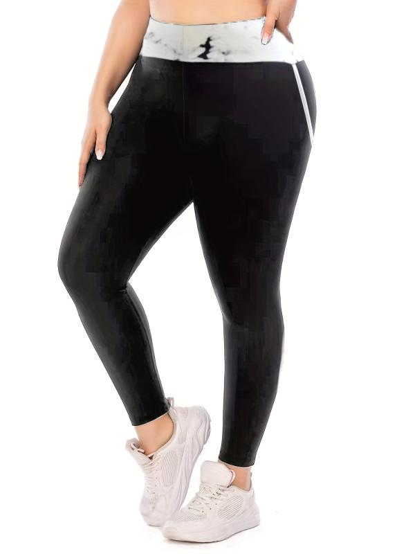Sporty Plus Size Leggings High Waisted Medium Stretch