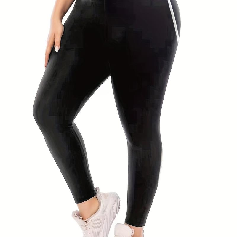 Sporty Plus Size Leggings High Waisted Medium Stretch