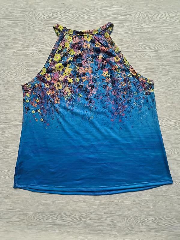 Women's Plus Floral Print Halter Neck Tank Top