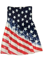 Independence Casual Tube Top Plus Size Women's Stripe & Star Print Strapless Top