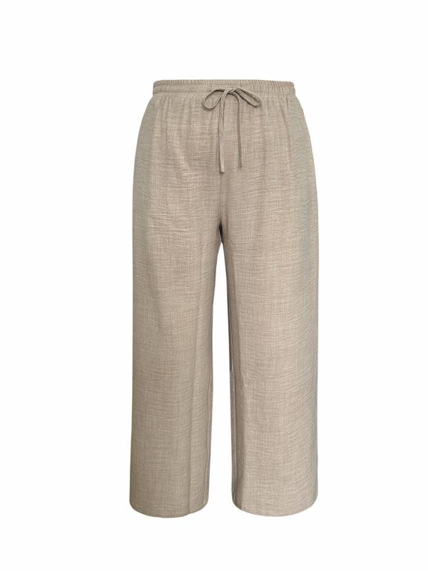 Women's Plus Size Casual Pants Drawstring Elastic Straight Leg Trousers